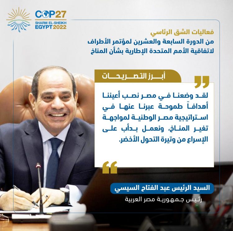 الرئيس السيسي يفتتح فعاليات مؤتمر الأطراف للمناخ (كوب 27)